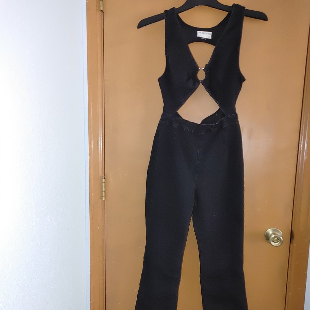 WE THE FREE Woman's Stretched Denim Jumpsuit Black Size XS Pre-owned